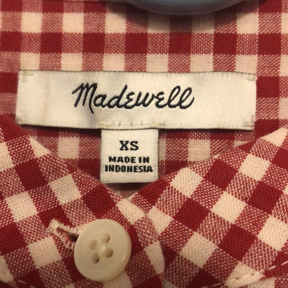 Madewell gingham bell sleeve top sz xs - Picture 5 of 7